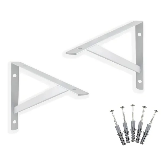 10 X Mão Francesa 30cm Acompanha Kit De Parafuso E Bucha Cor Branco