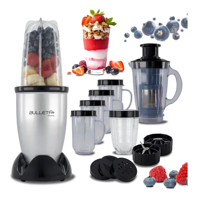 Licuadora Procesador De Alimentos Profesional Bulletpro 21pz Plateado
