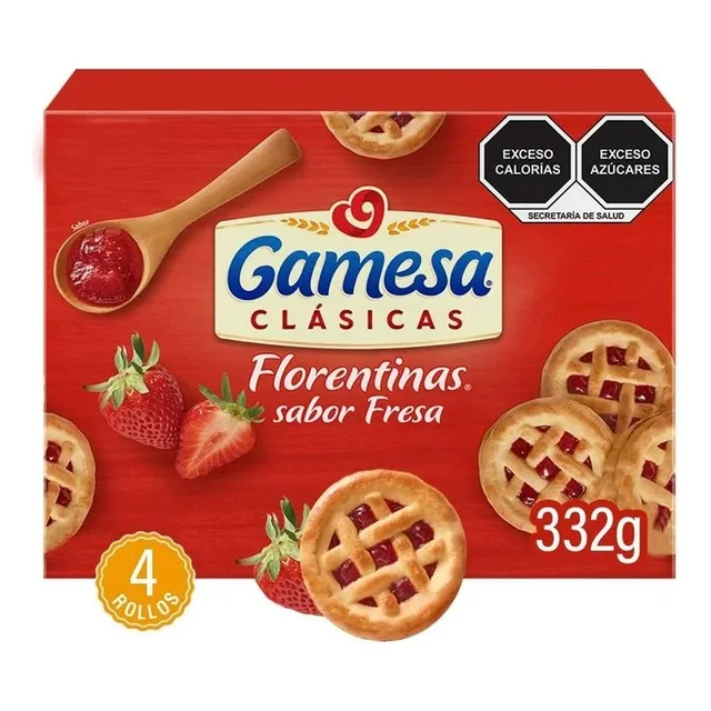 3 Pza Galletas Gamesa Florentinas Clásicas Sabor Fresa 4 Pak
