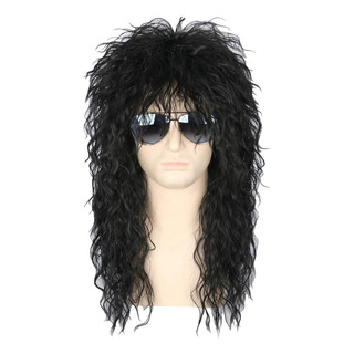 Peluca Larga Rizado Punk De Hombre Cosplay Halloween Rockera Peluca Larga Rizado Punk De Hombre Cosplay Halloween Rockera