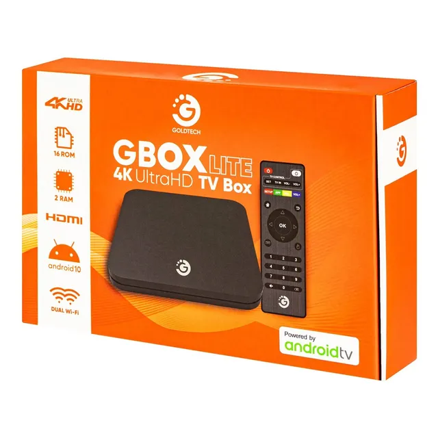Smart Tv Box Goldtech 4k Uhd 16gb 2gb Wifi Android 10 Star+ Color Negro