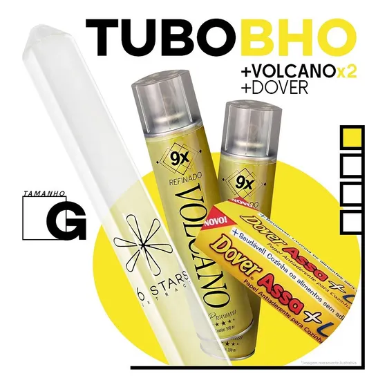 Kit Extração Bho - Tubo Grande + 2 Gás Volcano 9x + Dover