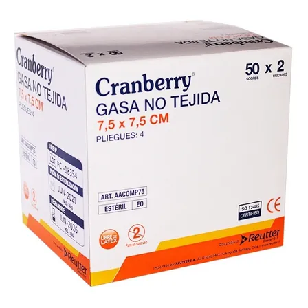Gasa Estéril No Tejida Tamaño 7,5x7,5cm 1 Caja De 50 Sobres Cranberry