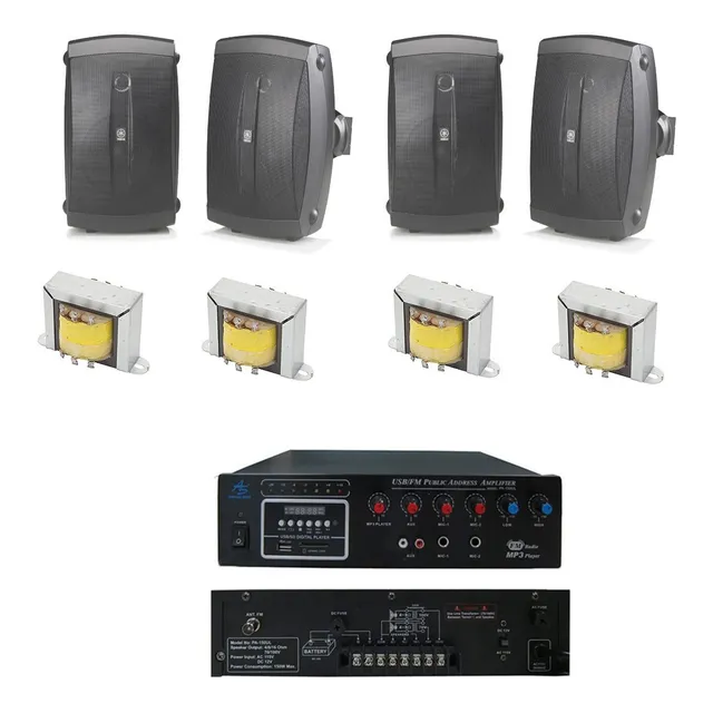 Paquete Amplificador Perifoneo 150w C/ Yamaha Usb/fm/bluetoo