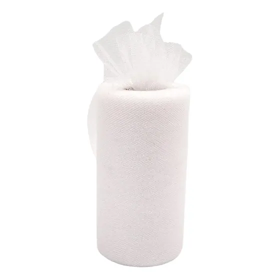 Rollo Tul Diamantado 15cm X 9.14 Mts Confetti Color Blanco