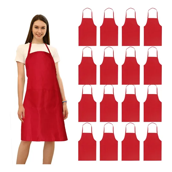 Loyhuang 16 Babero Rojo Liso Granel Para Mujer Hombr Adulto