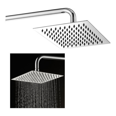 Ducha Chuveiro Cromado Inox 20x20 Slim Banheiro Suporte Ducha Chuveiro Cromado Inox 20x20 Slim Banheiro Suporte