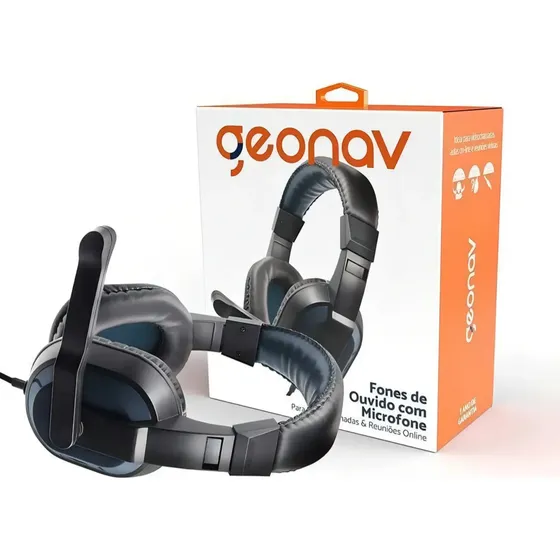 Fone De Ouvido Geonav Headset Com Fio P/ Trabalho Reunião