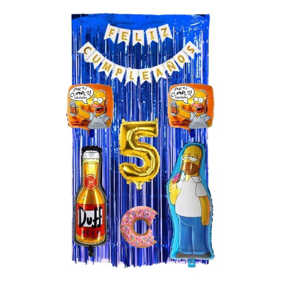 Combo De Globos Metalizados Homero Los Simpson Cumpleaños 