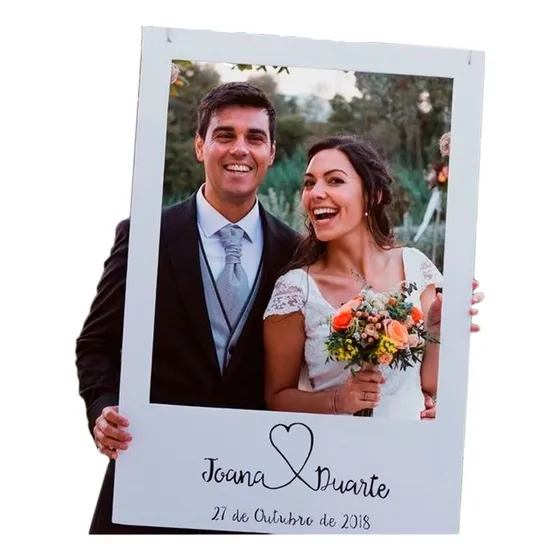 Placa Casamento Moldura Polaroid Personalizada Tamanho 90x80
