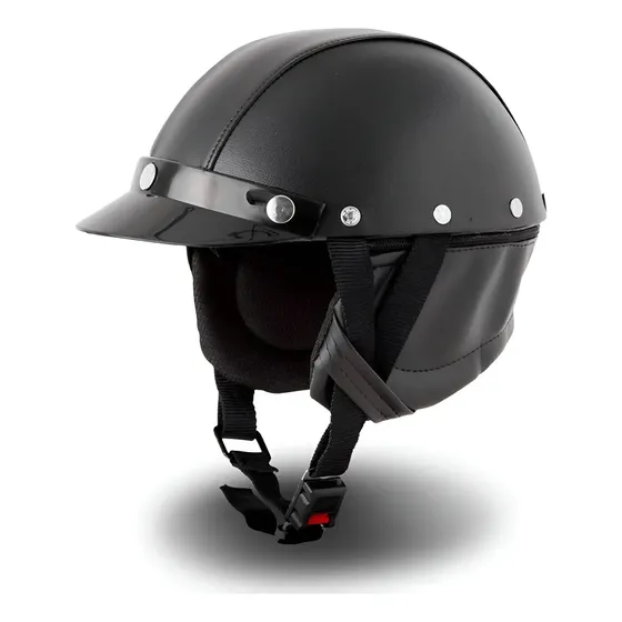 Capacete Couro Coquinho Aberto Pro Tork Moto Custom Bike — foto 2