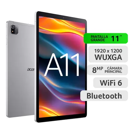 Tablet Acer 11' /8mp /4gb Ram/128 Gb /wifi 6 Gris Claro