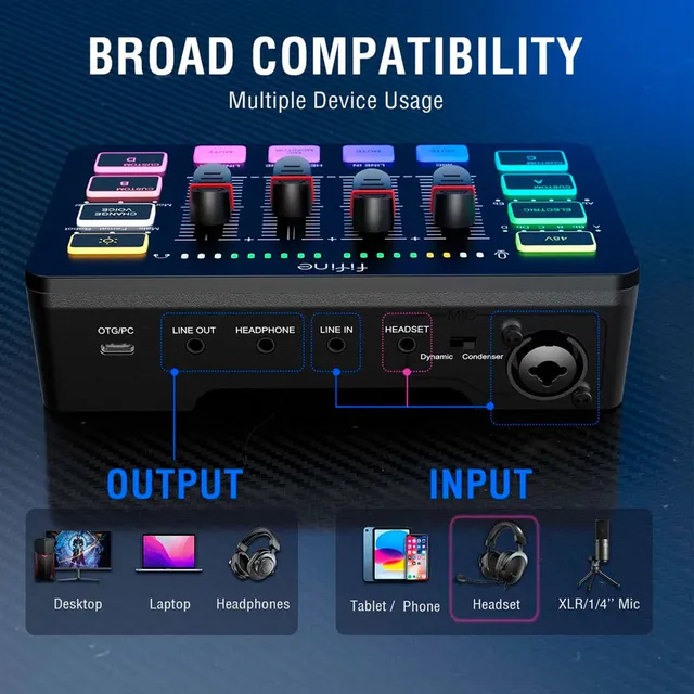 Mixer Mezcladora Audio Fifine Sc3 Negro