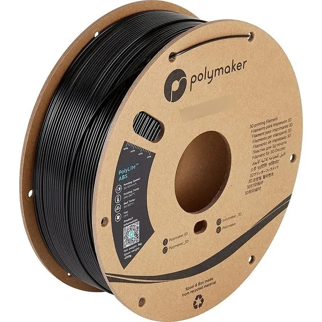 Filamento Abs Polymaker Polylite 1.75mm 1kg Color Negro