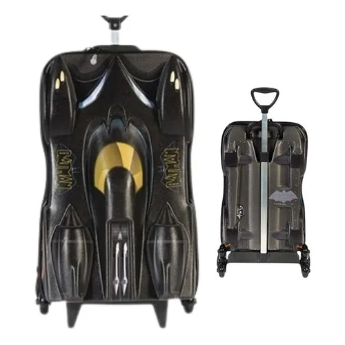 Mochila Batman Beware Escolar 3d Rodinha Infantil Maxtoy Cor Preto Desenho do tecido Batman New Beware
