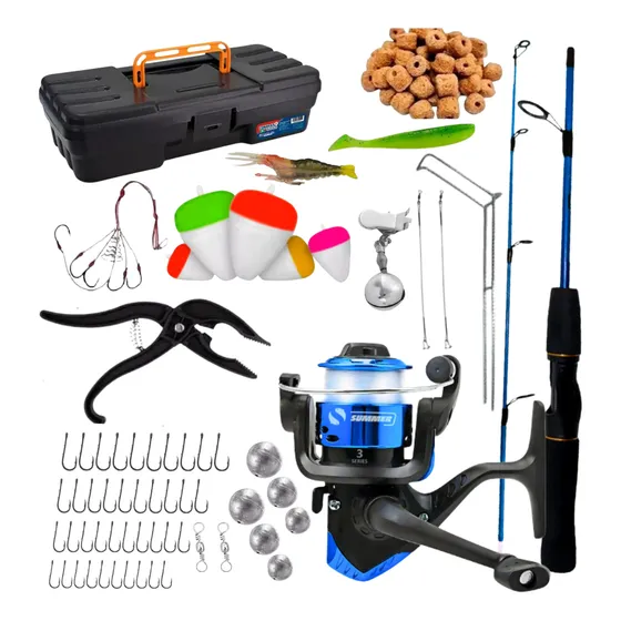 Material De Pesca Completo Vara Molinete Maleta Linha Barato