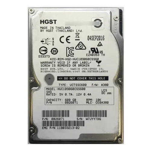 Hd Hgst Sas 3,5 4tb 6g Hus724040als640 P/n 0b29868 Cor Prateado