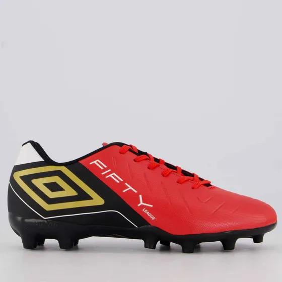 Chuteira Umbro Fifty Vi League Campo Vermelha E Preta