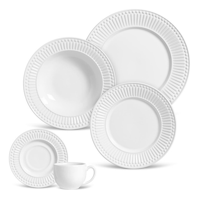 Aparelho De Jantar 30 Peças Roma Branco Aparelho De Jantar 30 Peças Roma Branco
