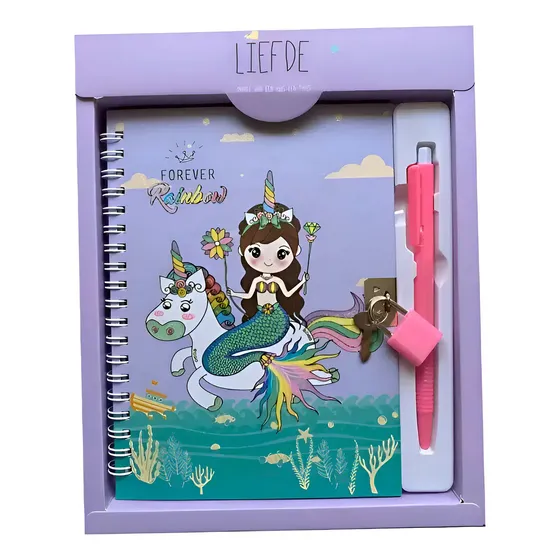 Agenda Diario Sirenas Feliz Grupo Candado Anillado Cartón 17x12cm | Cuotas sin interés