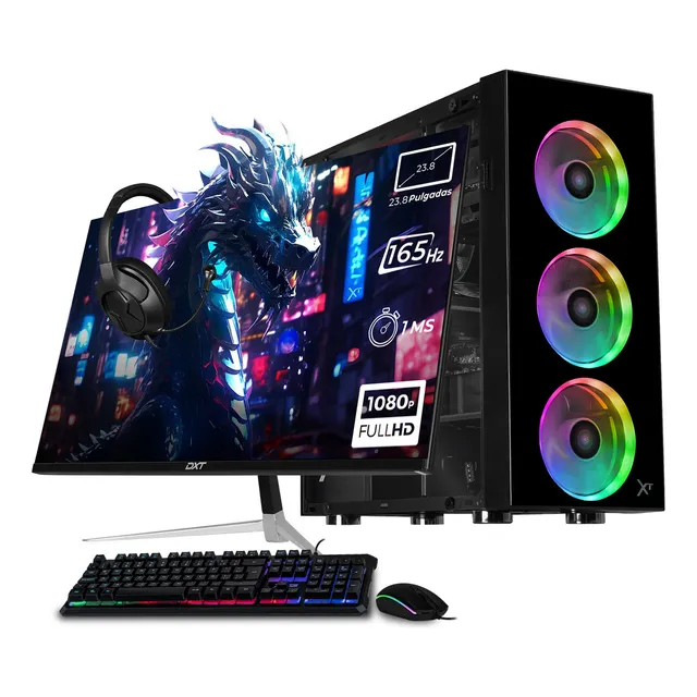 Xtreme Pc Gaming Geforce Rtx 4060 Amd Ryzen 5 5500 32gb Ssd 1tb Monitor 23.8 165hz Wifi Dragonfly Black Xtpcr532gb4060mdb