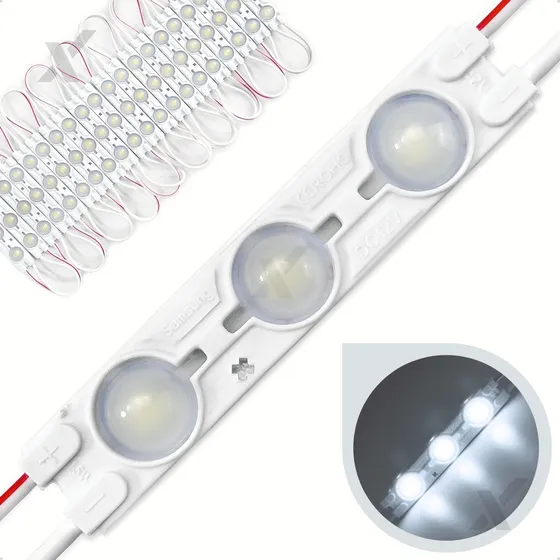 20 Módulos Led - 3 Leds 12v 1,5w 6500k - Lente 160° - 7025