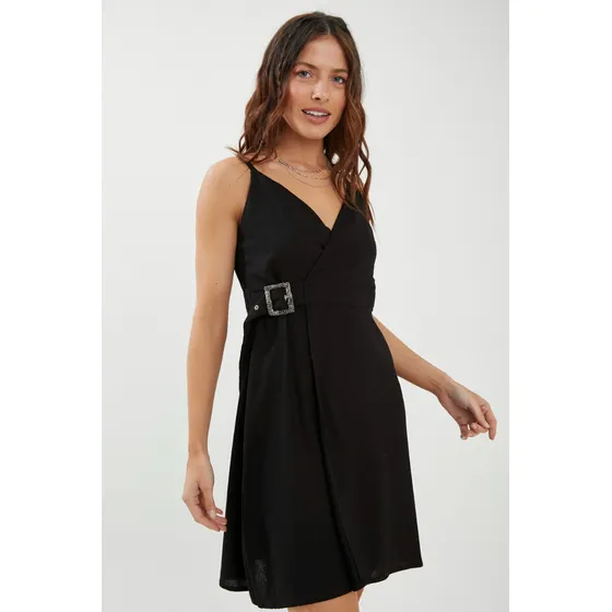 Vestido De Lino Hebilla Rimmel