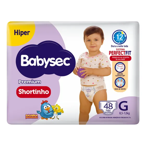 Fralda Babysec Shortinho Hiper G 48 Unid 8,5-12kg