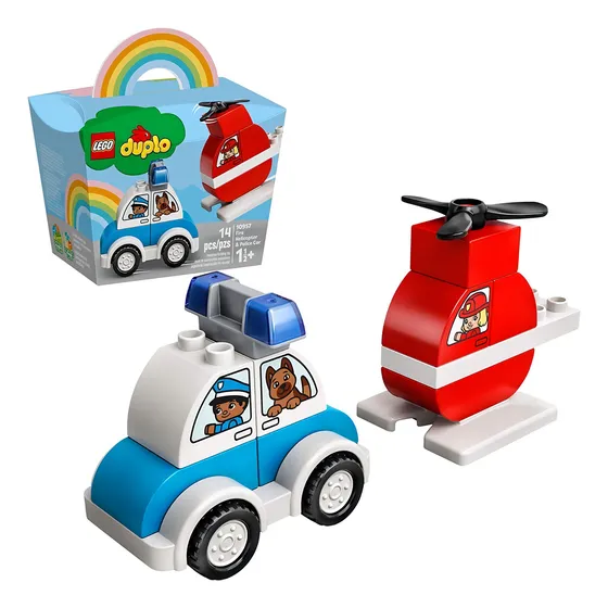 Kit Lego Duplo Helicóptero De Bomberos Y Coche Policía 10957