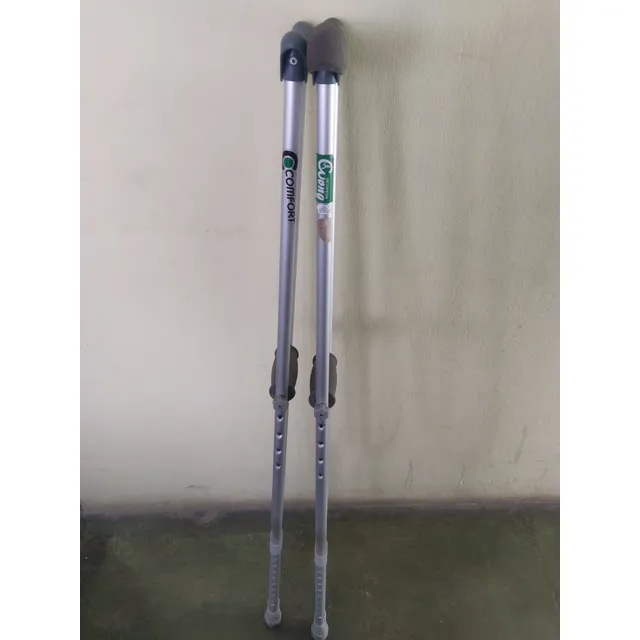 Muletas Ortopédicas De Aluminio Ajustables Adulto Color Gris