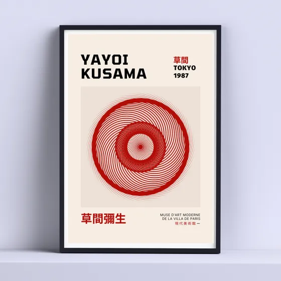 Cuadro Yayoi Kusama Circulo Rojo  Deco 30x40cm Listo