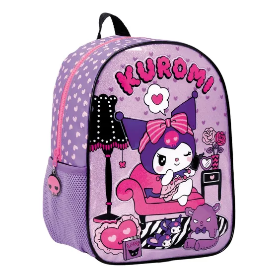 Mochila De Espalda De 12 Pulgadas Kuromi Chill 74250 Wabro Diseño de la tela Lisa