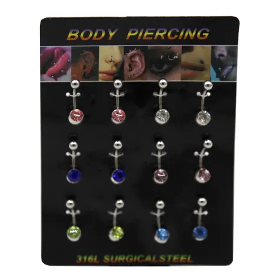 Piercing Banana Ombligo 1 Joya 1,6x10x5/8 Surtido Color 12un Color Mix De Colores
