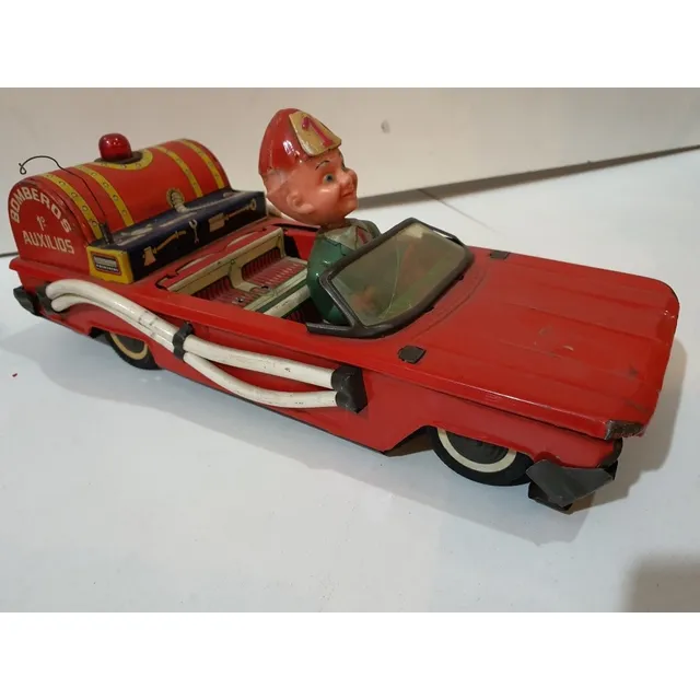 Antiguo Juguete Auto De Bomberos De 25 Cms
