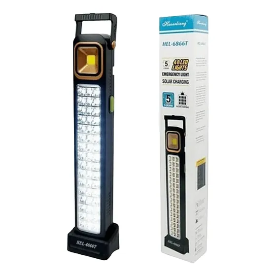 Lámpara Luz Solar De Emergencia Recargable 48 Led Foco Usb C Color Negro | Cuotas sin interés