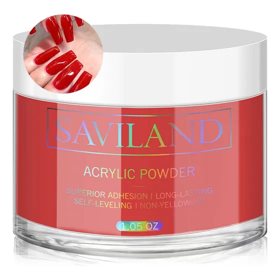 Saviland Polvo Acrílico Para Uñas De Rojo, Acrílicos Uñas 3d