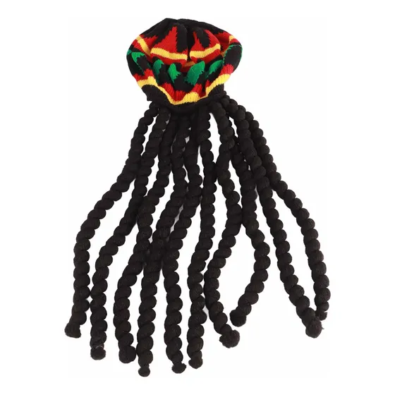 Peluca Para Rastas, Boina De Punto Transpirable, Larga, Negr