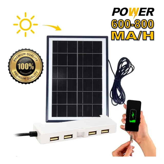 Panel Solar 4 Puertos De Carga Universal 6v 6w 600-800 Ma/h