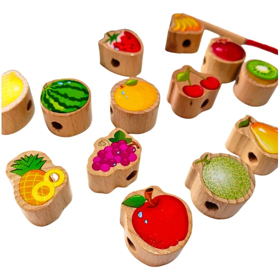 Juego Juguete Didactico De Madera Enhebrador Bloques