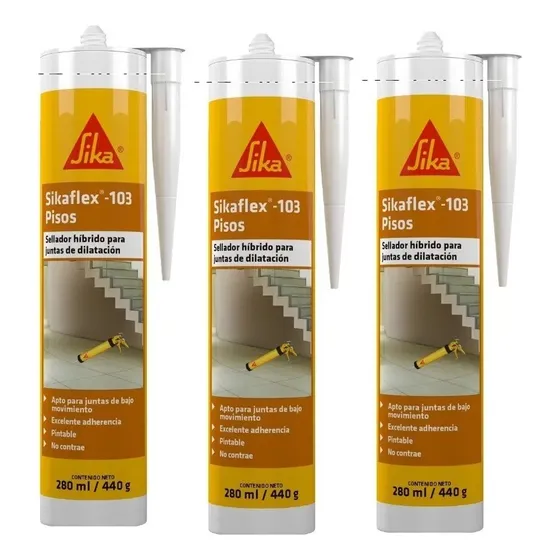 Pack 3 Un. Sellador Sikaflex 103 Piso Poliuretano Junta Gris