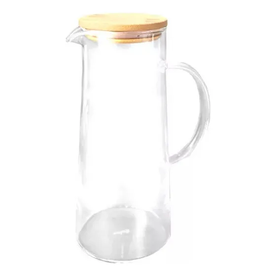 Jarra De Vidrio 1.4 L Hudson Tapa Bamboo Cocina Diseño Color Jar01
