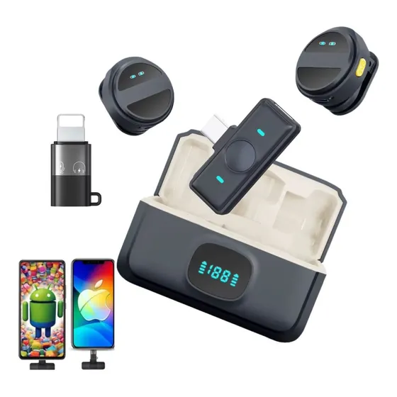 Microfone Lapela Semi Profissional 2 Em 1 iPhone E Android