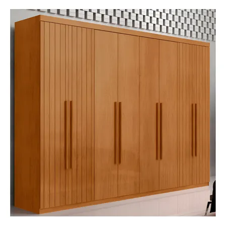 Guarda Roupa Casal Toronto Mdf 8 Portas Moderna Mobília Cor Naturalle