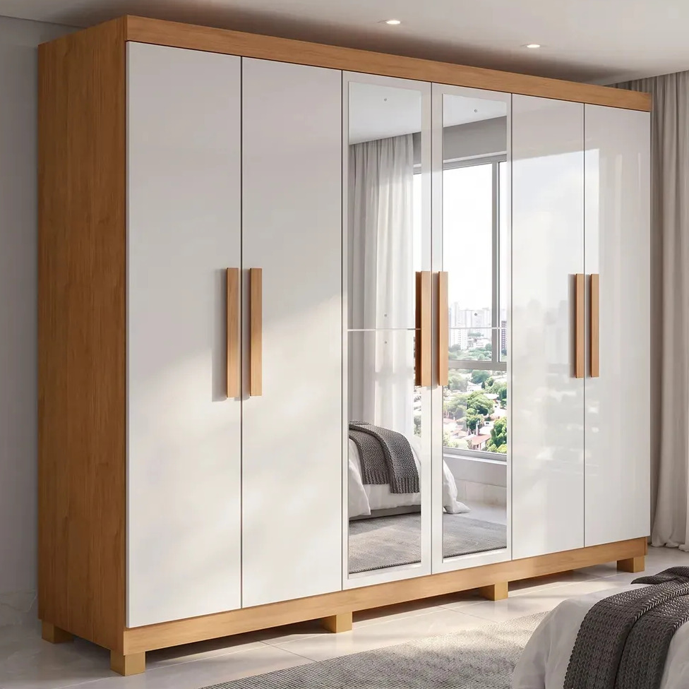 Guarda Roupa Casal 6 Portas Easy Slim Com Espelho