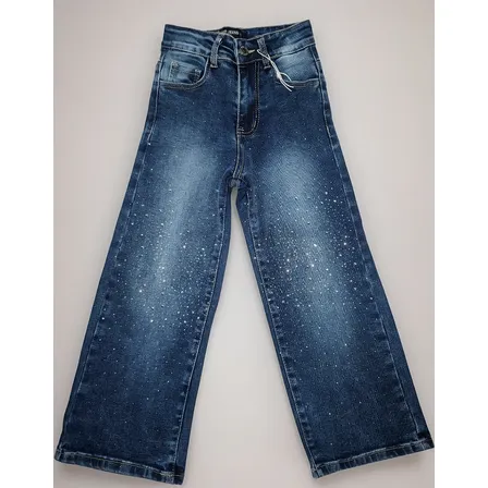 Jeans Flare Niña Mezclilla Azul Claro Brillo Full Moda