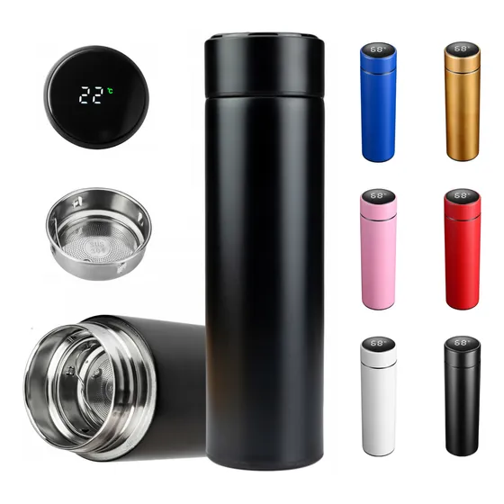 Garrafa Agua Térmica Inox Termômetro Display Digital 500ml