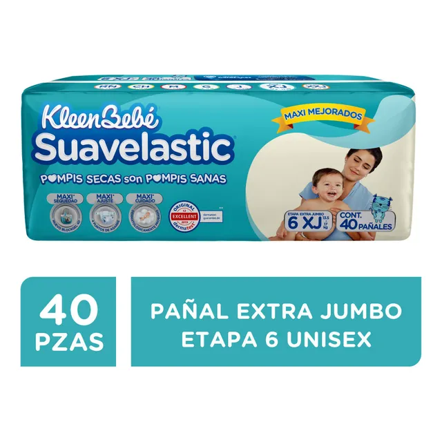 Pañales Kleenbebé Suavelastic Etapa 6 Unisex 40 Piezas