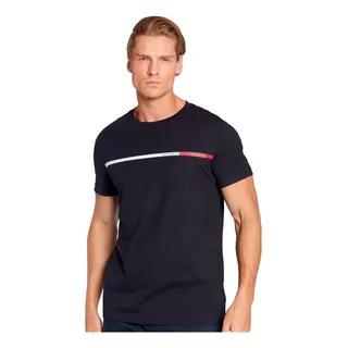 Camiseta Tommy Hilfiger Two Tone Chest Stripe Azul Marinho Camiseta Tommy Hilfiger Two Tone Chest Stripe Azul Marinho
