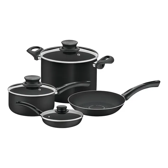 Batería De Cocina Tramontina Paris+ En Aluminio Con Revestim Color Negro