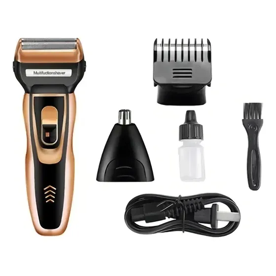 Barbeador Elétrico Daling 3 em 1 Sem Fio Cor Cobre - Recarregável